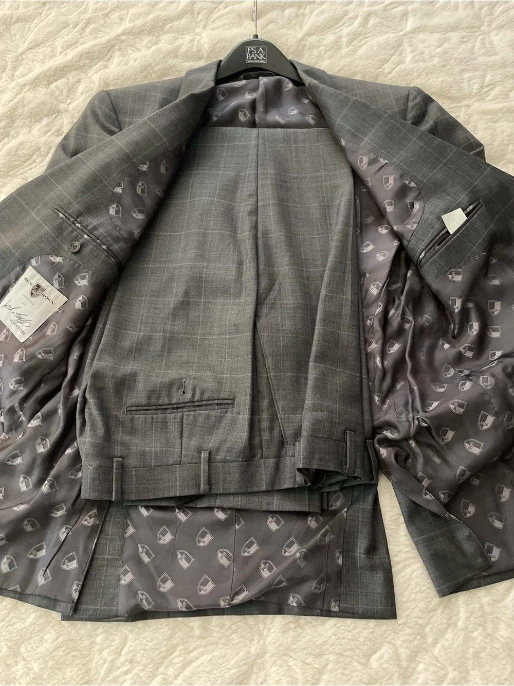 Black Brown 1826 Gray Windowpane Suit Jacket
